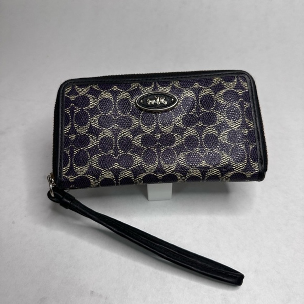 Coach Black and Tan Signature Wristlet